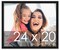 24x20 Black Wood Picture Frame - UV Acrylic, Foam Board Backing, Hanging Hardware